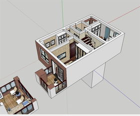 精品美式家装 二层与三层室内空间SU模型与装饰解析